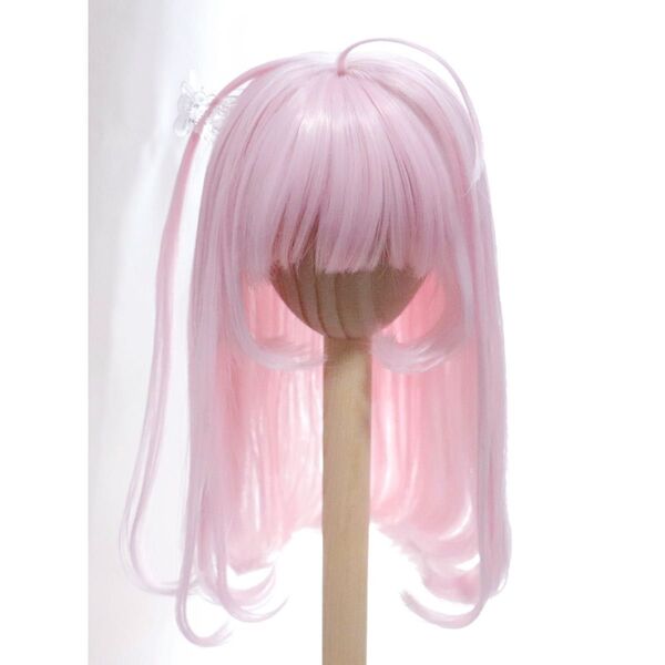 9インチ ウィッグ ワンカールロング ピンク アホ毛あり ドールウィッグ ドール用 ドルフィードリーム MDD DD SD