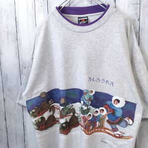 SIGNAL 両面プリント アラスカ ビッグサイズ Tシャツ 白系 XL 古着 キャラ