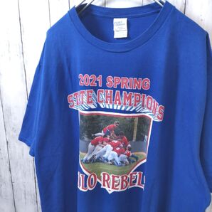 ポートアンドカンパニー グラフィック 野球 ゆるだぼ Tシャツ 青 2XL 古着 半袖Tシャツ Tee