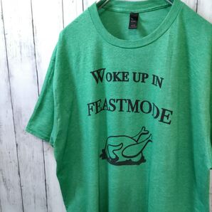 ANVIL ブラックジョークTビッグサイズ シャツ グリーン系 2XL 古着 半袖 半袖Tシャツ