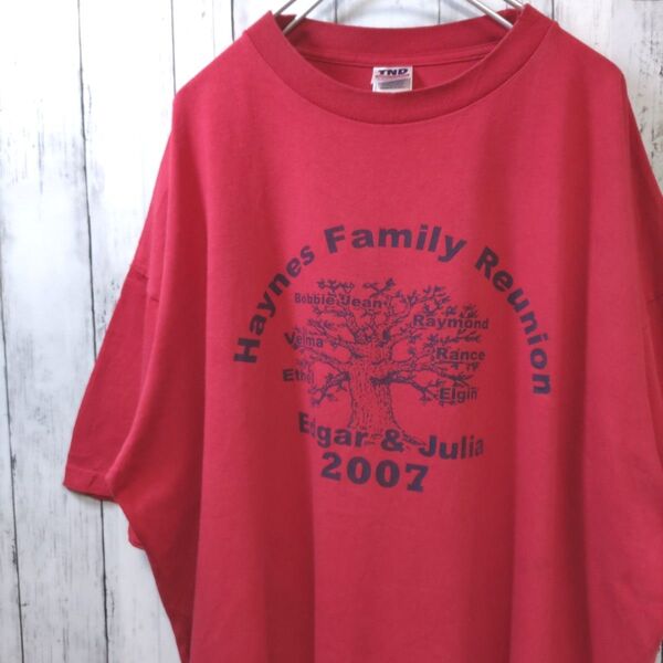 HaynesFamilyReunion ビッグサイズ Tシャツ 赤 2XL 古着 半袖Tシャツ