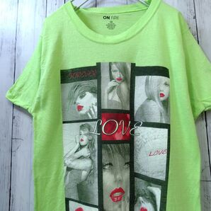 ON FIRE グラフィック LOVE Tシャツ グリーン系 3XL 古着