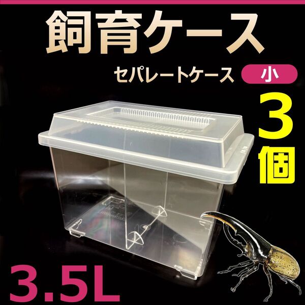 飼育ケース セパレートケース 小 3.5L 新品 3個 カブトムシ・クワガタ 成虫飼育に最適 コバエ抑制 虫かご 昆虫 飼育容器