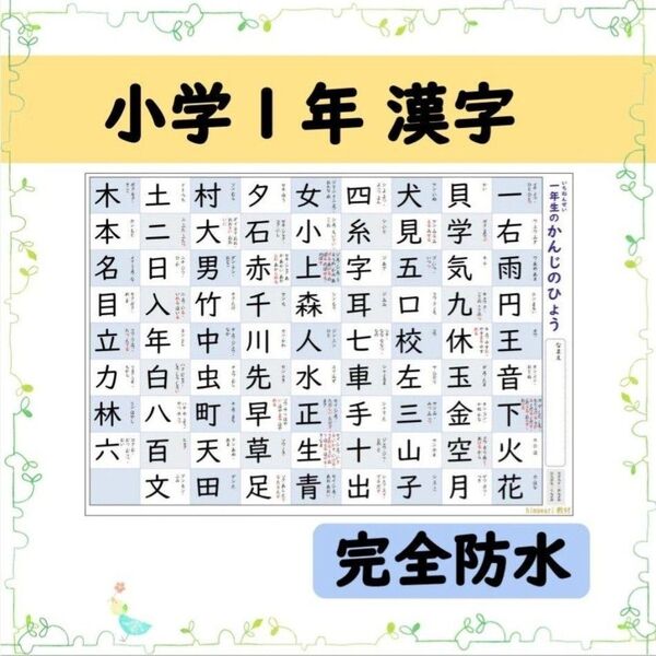 【小学1年生の漢字表】お風呂ポスターにも◎一年生で習う漢字80文字を楽々暗記♪