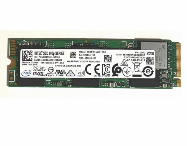 INTEL製 512GB NVMe M.2 SSD type2280 | 健康状態正常86%/電源投入212回/使用21317時間 | インテル