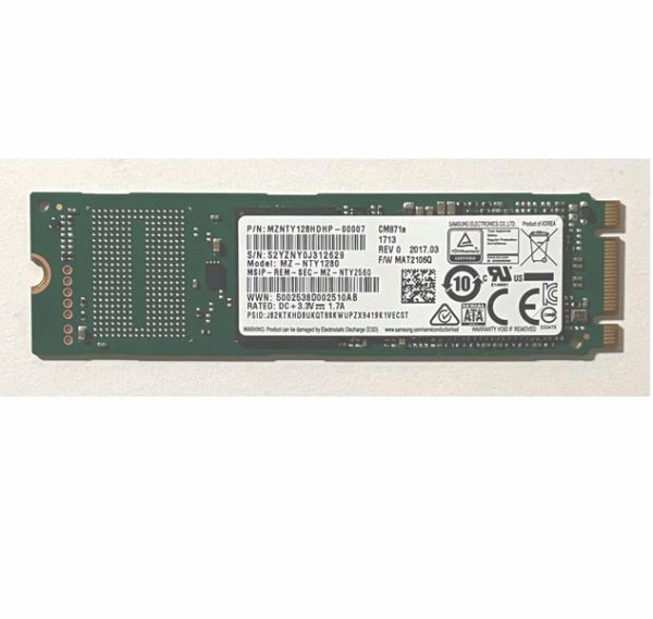 SAMSUNG製 128GB SATA M.2 SSD type2280 | 健康状態正常/電源投入2511回/使用11946時間 | サムスン