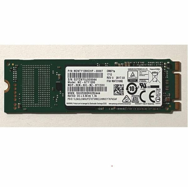 SAMSUNG製 128GB SATA M.2 SSD type2280 | 健康状態正常/電源投入3693回/使用8543時間 | サムスン