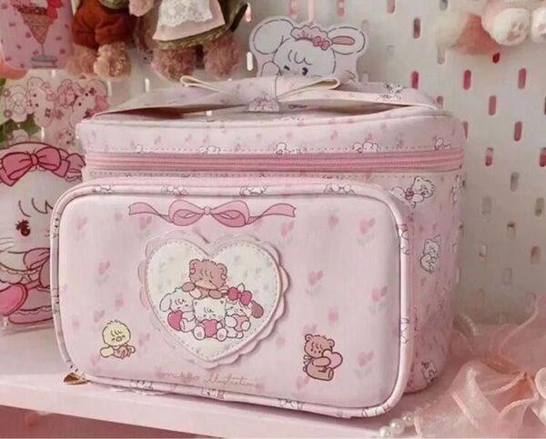 バニティポーチ ピンク クマ ハート かわいい
