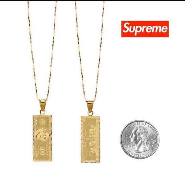 SUPREME シュプリーム 17AW 14K 100ダラービルゴールドペンダント ネックレス ゴールド