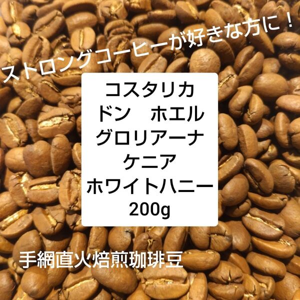 手網直火焙煎珈琲豆コスタリカ ドンホエル グロリアーナ農園ケニアホワイトハニー200g