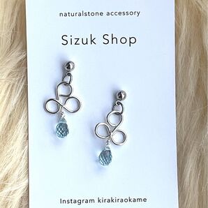 スイスブルートパーズ ワイヤーモチーフ 天然石ピアス