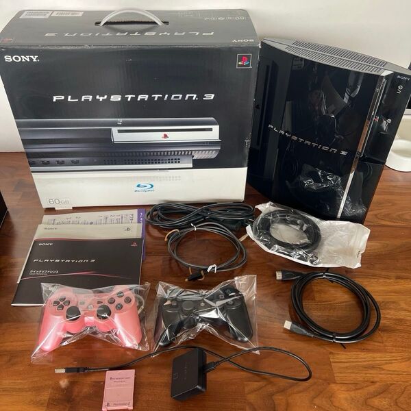 SONY PlayStation3 60GB 本体 コントローラー2個 付属品完備 最上位機種 プレステ2対応機 CECHA00