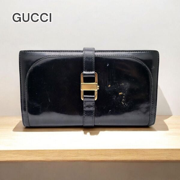 GUCCI グッチ 長財布 二つ折り ブラックレザー6362713300