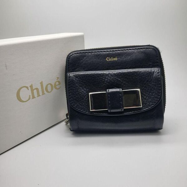 財布 Chloe クロエ 折りリボン レザー ブラック3143454900