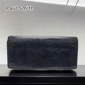 Paul Smith 本革 二つ折り長財布 ブラック8824992300