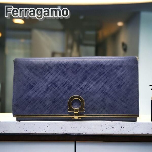 【財布】Ferragamo フェラガモ ゴールドブルー5687835800