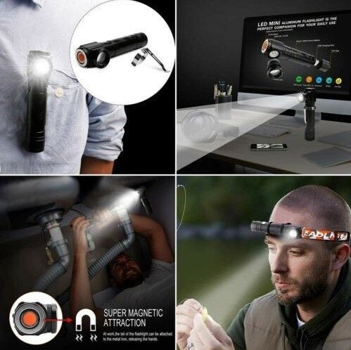 LED ヘッドライト USB充電式 懐中電灯 フラッシュライト 強力 180°調整396215