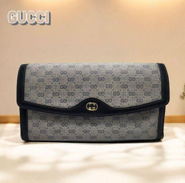 GUCCI グッチ 長財布 三つ折り がま口 GG柄 レザー ブラック9570606300