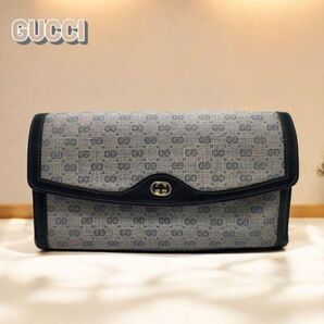 GUCCI グッチ 長財布 三つ折り がま口 GG柄 レザー ブラック8321136300