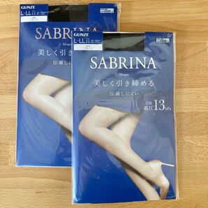 GUNZE SABRINA シェイプ ストッキング ブラック L〜LL 2点セット