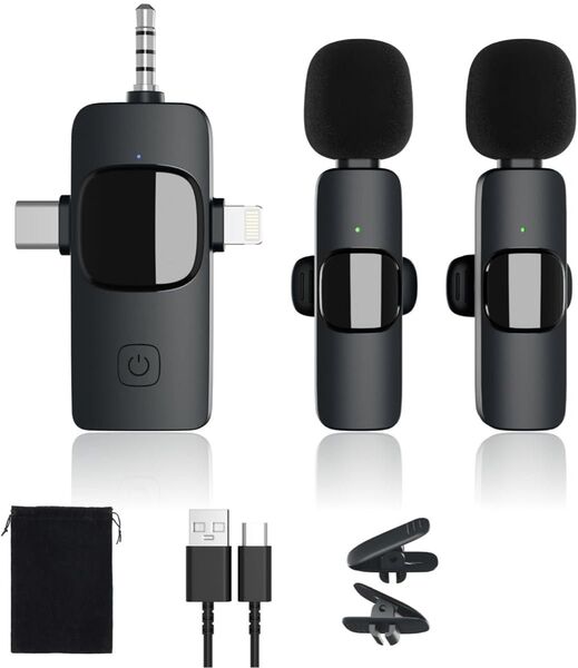 ワイヤレスマイク ピンマイク iPhone Android Type-C 簡単操作 自動接続 zoom ライブ 配信 授業 講義