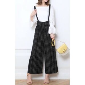 Apuweiser-riche アプワイザーリッシェ サスペンダー ワイドパンツ ドット
