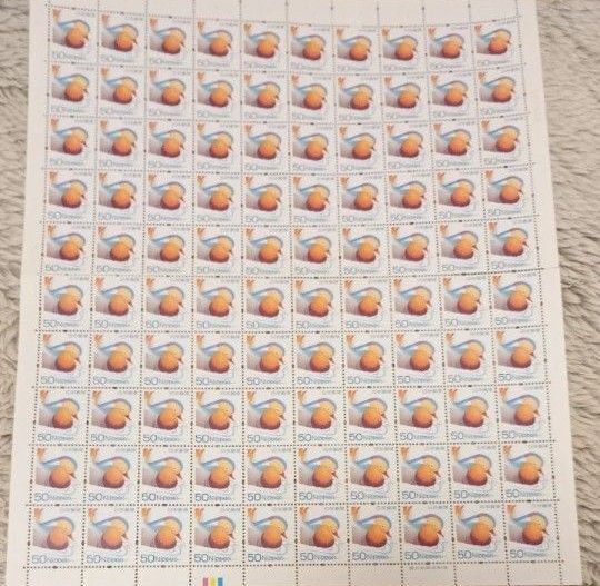 日本切手 オシドリ 切手シート 50円 × 100 (2007年発行)
