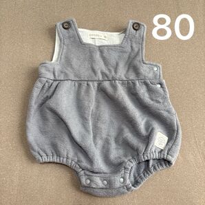 conoco バースデイ ロンパース オーバーオール ベビー服 サロペット 裏起毛 ブルー 70