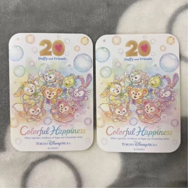 ダッフィーアンドフレンズ 20周年 カラフルハピネス ステッカー 2枚 シール