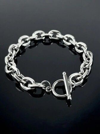 厚みのある男女兼用ステンレスブレスレットOT留め具B557543