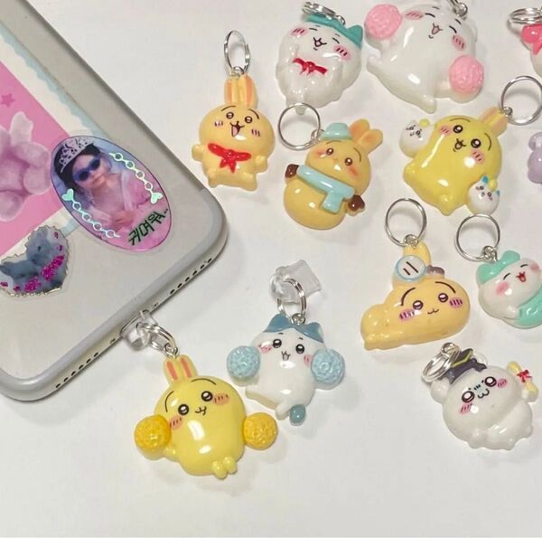 韓国 ちいかわ スマホアクセサリー type C/iPhone用ライトニング ホコリカバー・ダストカバー 3個セット