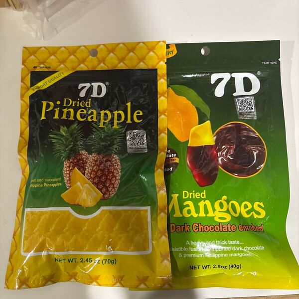 ドライマンゴーチョコ80g + ドライパイナップル70g cebu 7D ドライフルーツセット フィリピン