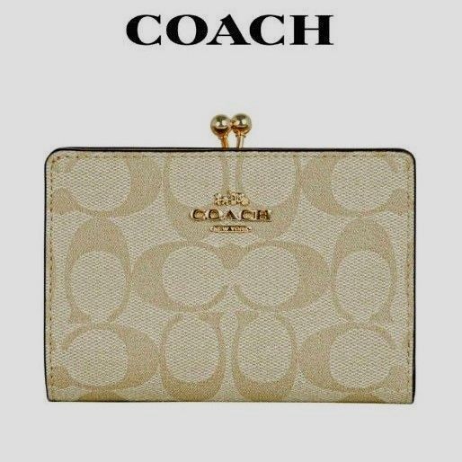新品未使用 COACH コーチ キスロック ミディアムウォレット シグネチャー キャンバス 二つ折り財布 日本限定