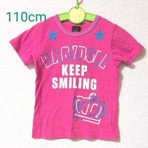 BABYDOLL ×ディズニー キッズ 半袖Tシャツ ピンク ロゴ