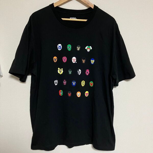 美品 graniph グラニフ 半袖 Tシャツ 黒 XL ルチャ プロレス 覆面 ルチャ プリント ブラック