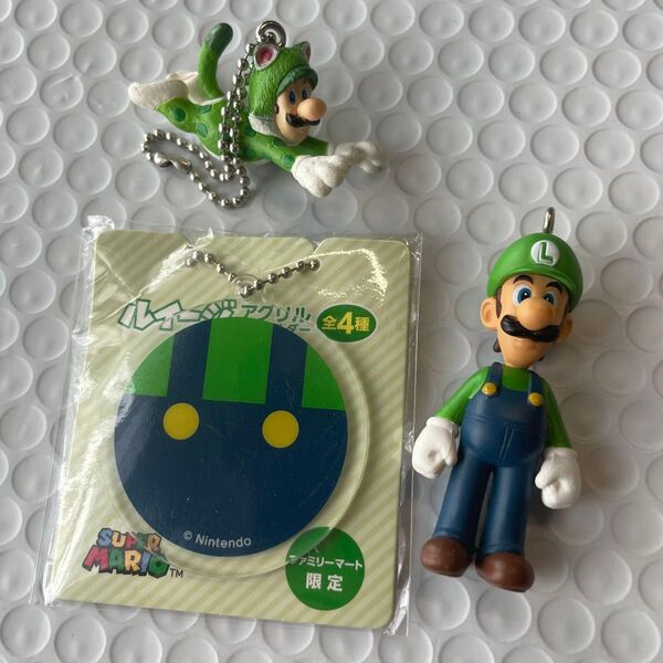 ルイージ キーチェーン 3点セット 中古 ネコルイージ アクリルキーホルダー / スーパーマリオ ニンテンドー