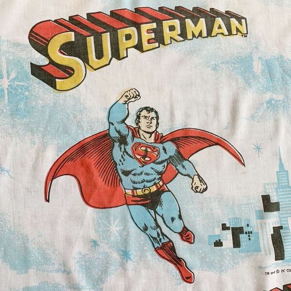 70s スーパーマン アメリカ USEDシーツ リメイク コレクター ハンドメイド 手作り 生地 マーベルコミック アメコミ キャラクター ヒーロー