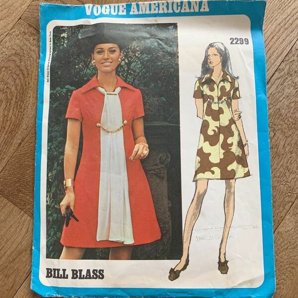 70's ヴォーグ VogueParis オリジナル 型紙 ビンテージ パリ 縫製 パターン 手作り ハンドメイド 衣装 輸入 レトロ アパレル ワンピース