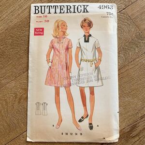 60s Butterickbatalik import paper pattern Vintage handicrafts sewing USA pattern handmade hand made retro imported car stage costume One-piece 