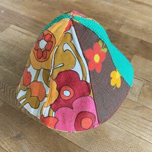  tulip hat reversible hand made original floral print retro hat Kids baby child Vintage cloth use girl ga- Lee 