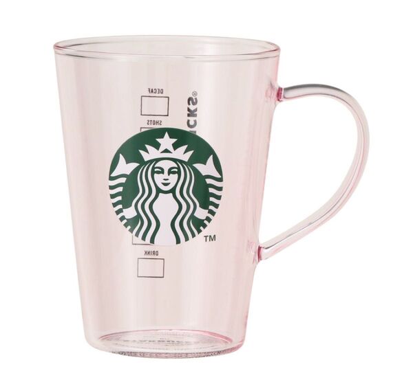 スターバックス 耐熱グラスロゴマグピンクベージュ384ml
