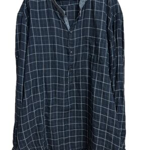 美品 ZARA MAN チェックシャツ 麻素材 リネン メンズ 長袖 XL ブラック系
