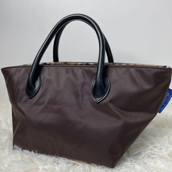 【美品】 Burberry バーバリーブルーレーベル ノバチェック ミニトートバッグ 舟型