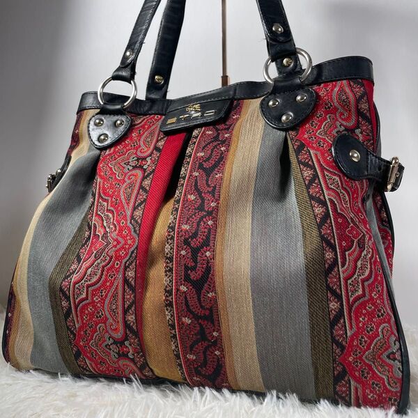 ETRO エトロ ペイズリー ショルダーバッグ ハンドバッグ レザー イタリア製