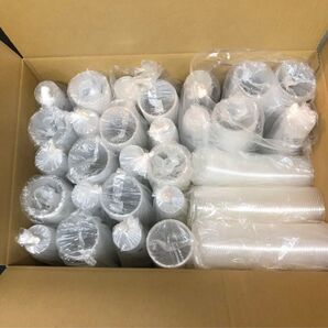 使い捨てドリンクカップ U型 蓋ストロー付きプラスチック500個セット500ml