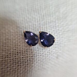 K10YG 大粒 アイオライト ピアス