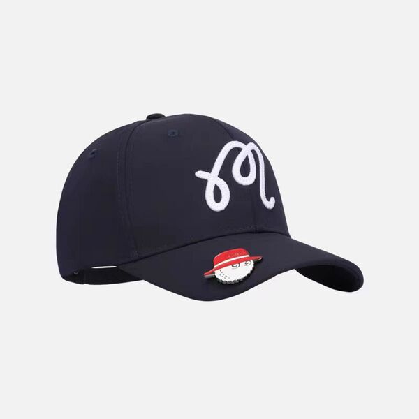 【新品未使用】マルボン ゴルフ MALBON GOLF キャップ マーカー付き ネイビー