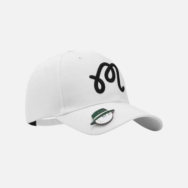 【新品未使用】マルボン ゴルフ MALBON GOLF キャップ マーカー付き ホワイト/白