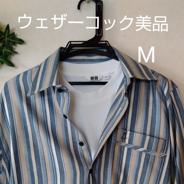 (美品)ウェザーコックのストライプ 長袖シャツ М