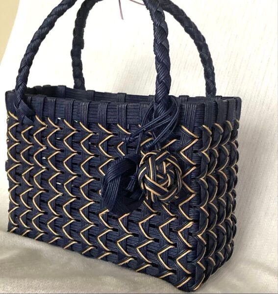 バッグ 和風 ネイビー ベージュ バイカラー 和風小物 ハンドメイド ハンドメイドバッグ